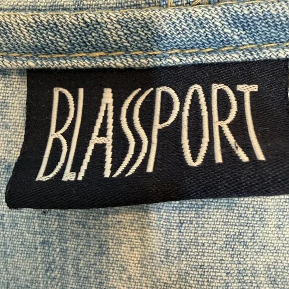 Vintage Blassport Denim Chore Barn Jacket Blue Hooded Retro Zip Medium - Picture 5 of 7